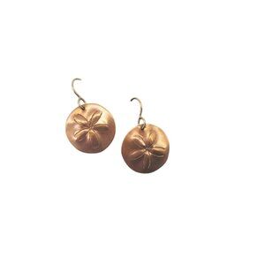 Copper Sand Dollar Pierced Earrings Gail Miller Vintage 93828
